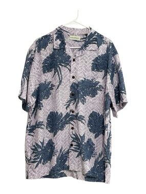 Caribbean Blue Floral Short-Sleeve Button-Down Shirt